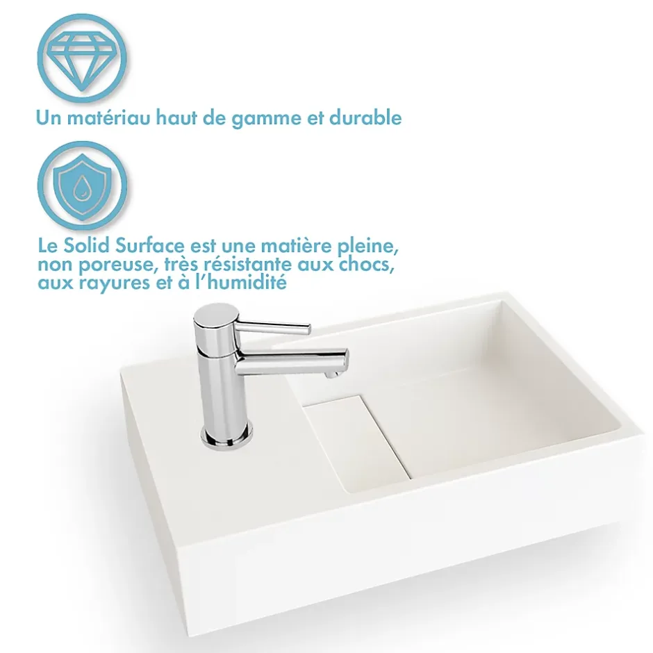 Ambra Lave-mains salle de bain suspendu 35 cm en Solide surface - Manita G* Lavabo