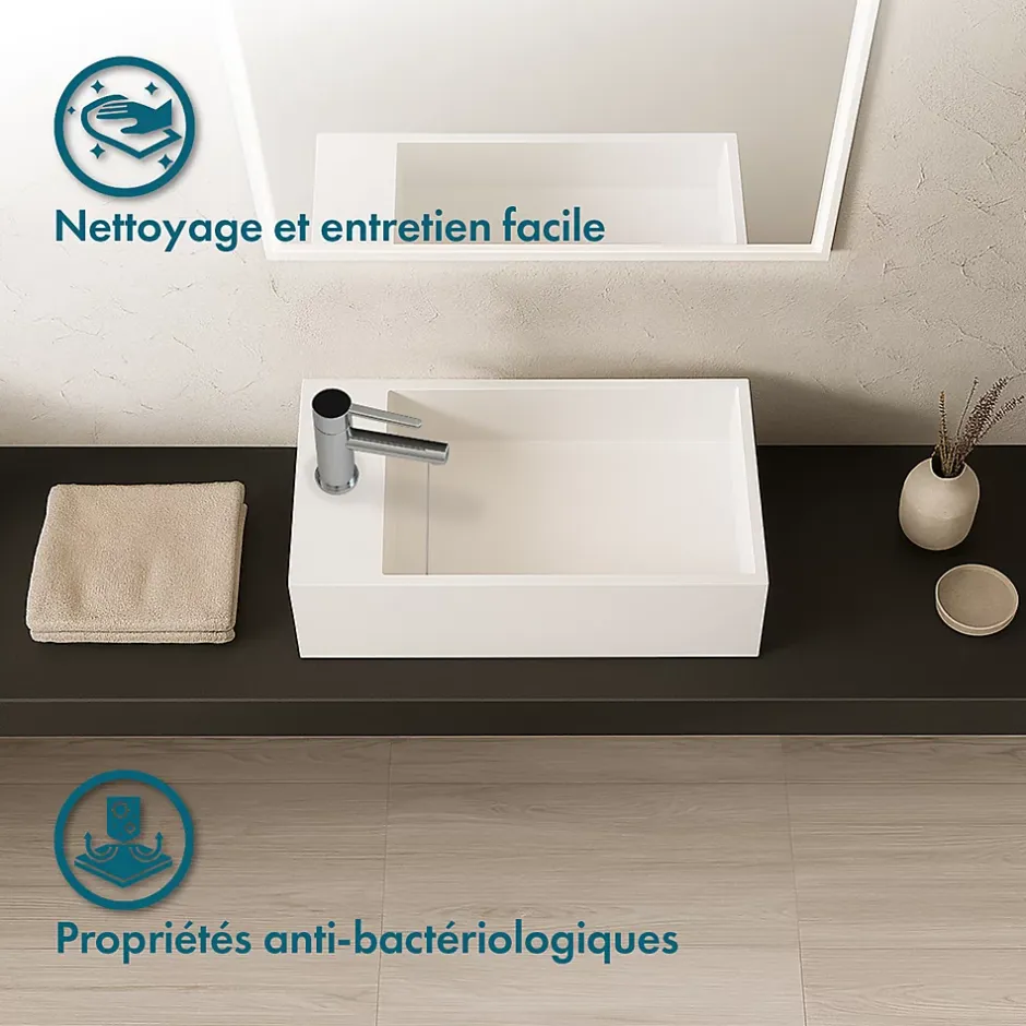 Ambra Lave-mains salle de bain suspendu 35 cm en Solide surface - Manita G* Lavabo