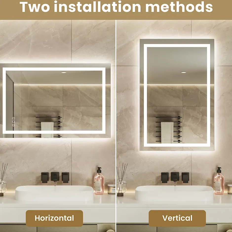 Sofetiy Max LED Miroir Lumineux Tricolore + Anti-buée 80x60cm Salle de Bain Dimmable,Tactile Miroir de salle de bains LED