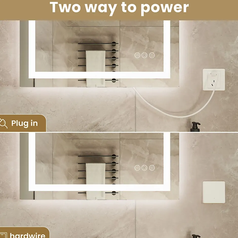Sofetiy Max LED Miroir Lumineux Tricolore + Anti-buée 80x60cm Salle de Bain Dimmable,Tactile Miroir de salle de bains LED