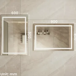 Sofetiy Max LED Miroir Lumineux Tricolore + Anti-buée 80x60cm Salle de Bain Dimmable,Tactile Miroir de salle de bains LED