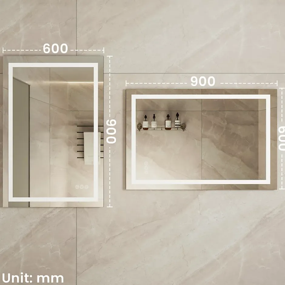 Sofetiy Max LED Miroir Lumineux Tricolore + Anti-buée 80x60cm Salle de Bain Dimmable,Tactile Miroir de salle de bains LED