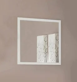 Dmora Lelia Mirror, Miroir de salle de bain, 100% Made in Italy, 60x2h60 cm, Blanc brillant