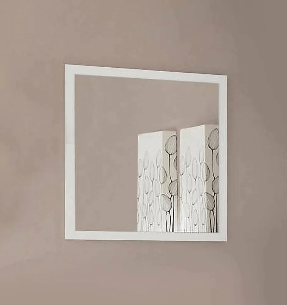 Dmora Lelia Mirror, Miroir de salle de bain, 100% Made in Italy, 60x2h60 cm, Blanc brillant