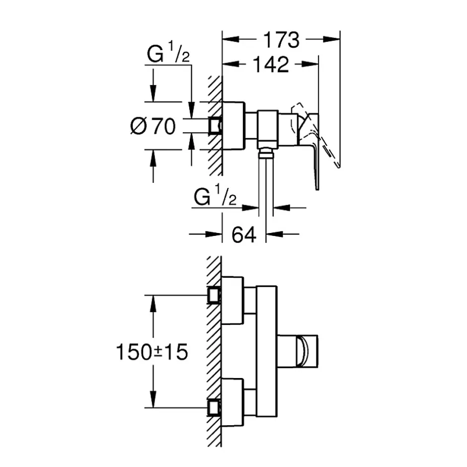Grohe Lineare New Mitigeur monocommande 1/2 douche (33865001)