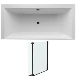 Jacob Delafon Lot baignoire droite 170 X 70 Evok + pare-bain noir mat