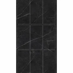 Decoon Lot de 8 Dalles Murales Douche SPC/PVC Décor Marbre Noir satiné - 38,9x77,8cm - 2,42M²