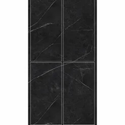 Decoon Lot de 4 Dalles Murales Douche SPC/PVC Décor Marbre Noir satiné - 59,2x118,4cm - 2,8M²
