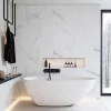 Decoon Lot de 8 Dalles Murales Douche SPC/PVC Décor Marbre Blanc Brillant - 38,9x77,8 cm - 2,42 m²* Panneau Mural De Salle De Bains