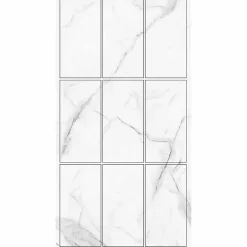 Decoon Lot de 8 Dalles Murales Douche SPC/PVC Décor Marbre Blanc Brillant - 38,9x77,8 cm - 2,42 m²* Panneau Mural De Salle De Bains