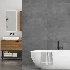 Decoon Lot de 8 Dalles Murales Douche SPC/PVC Décor effet Pierre Gris - 38,9x77,8cm - 2,42M²* Panneau Mural De Salle De Bains