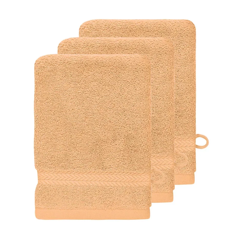 Sensei Maison Lot de 3 gants de toilette 550 g/m² Pêche 16x22 cm LUXURY
