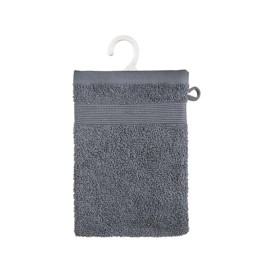 Atmosphera Créateur D'Intérieur Lot de 2 gants de toilette - coton 450 gr/m² - gris anthracite 15x21 cm - Atmosphera