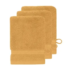 Sensei Maison Lot de 3 gants de toilette 550 g/m² Caramel 16x22 cm LUXURY* Gant De Toilette
