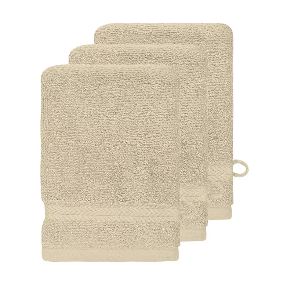 Sensei Maison Lot de 3 gants de toilette 550 g/m² Ficelle 16x22 cm LUXURY