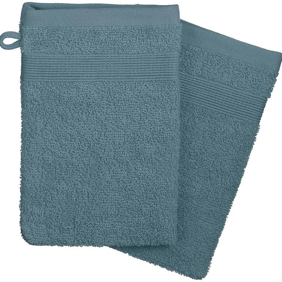 Atmosphera Créateur D'Intérieur Lot de 2 gants de toilette - coton 450 gr/m² - bleu orage 15x21 cm - Atmosphera* Gant De Toilette