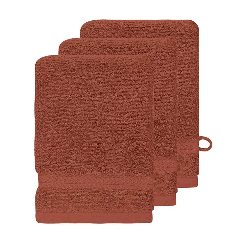 Sensei Maison Lot de 3 gants de toilette 550 g/m² Terracota 16x22 cm LUXURY