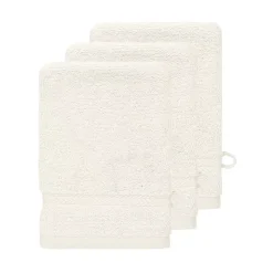 Sensei Maison Lot de 3 gants de toilette 550 g/m² Ecru 16x22 cm LUXURY