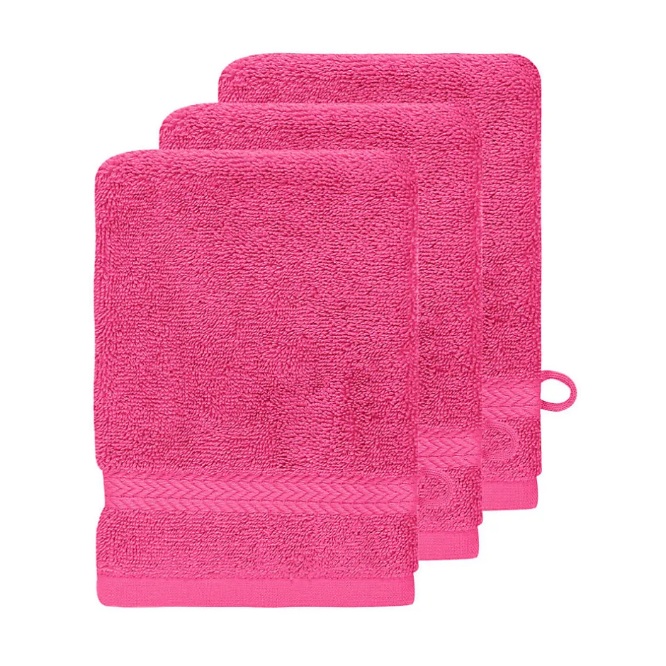 Sensei Maison Lot de 3 gants de toilette 550 g/m² Rose Indien 16x22 cm LUXURY