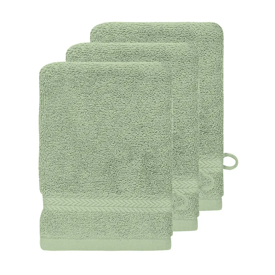 Sensei Maison Lot de 3 gants de toilette 550 g/m² Sauge 16x22 cm LUXURY
