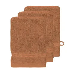Sensei Maison Lot de 3 gants de toilette 550 g/m² Brique 16x22 cm LUXURY