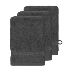 Sensei Maison Lot de 3 gants de toilette 550 g/m² Anthracite 16x22 cm LUXURY* Gant De Toilette