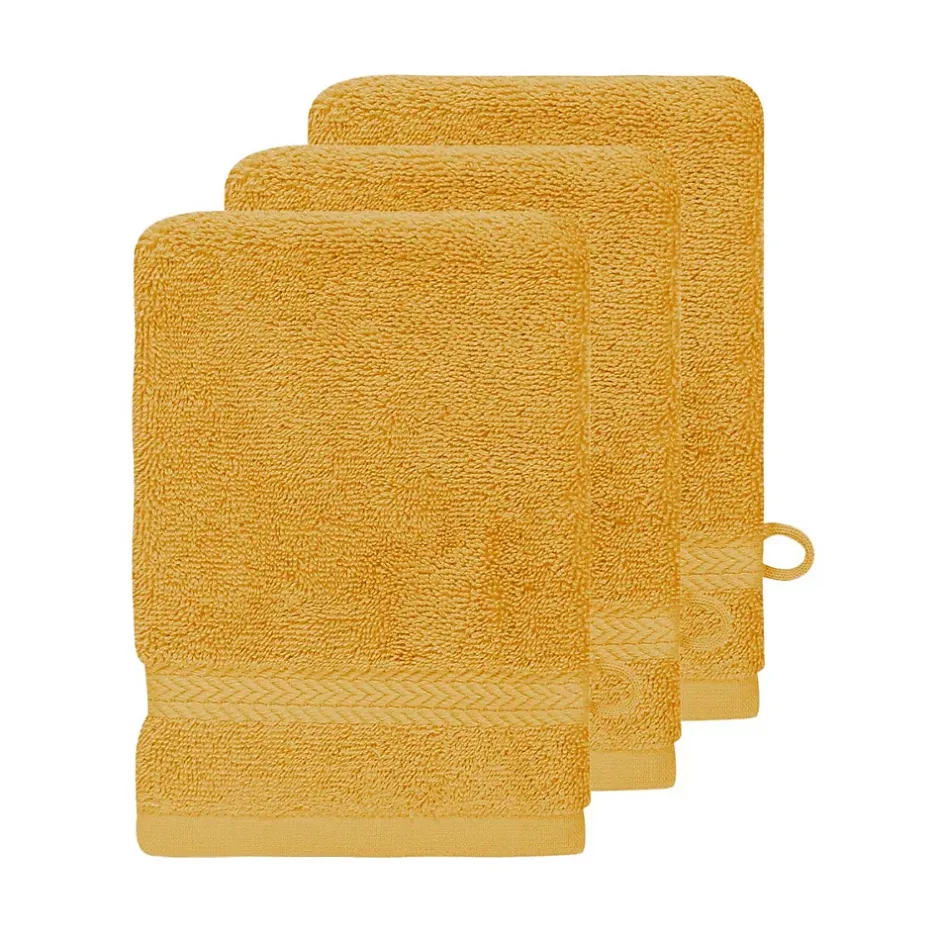 Sensei Maison Lot de 3 gants de toilette 550 g/m² Safran 16x22 cm LUXURY