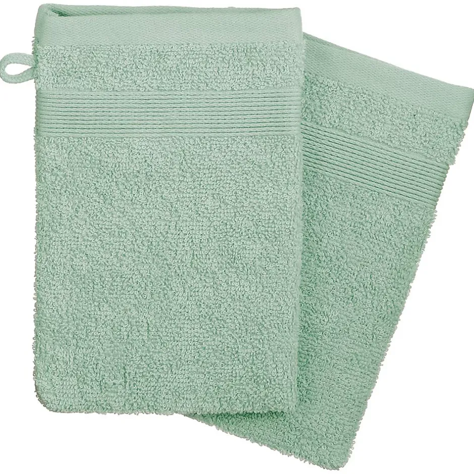 Atmosphera Créateur D'Intérieur Lot de 2 gants de toilette - coton 450 gr/m² - vert céladon 15x21 cm - Atmosphera* Gant De Toilette