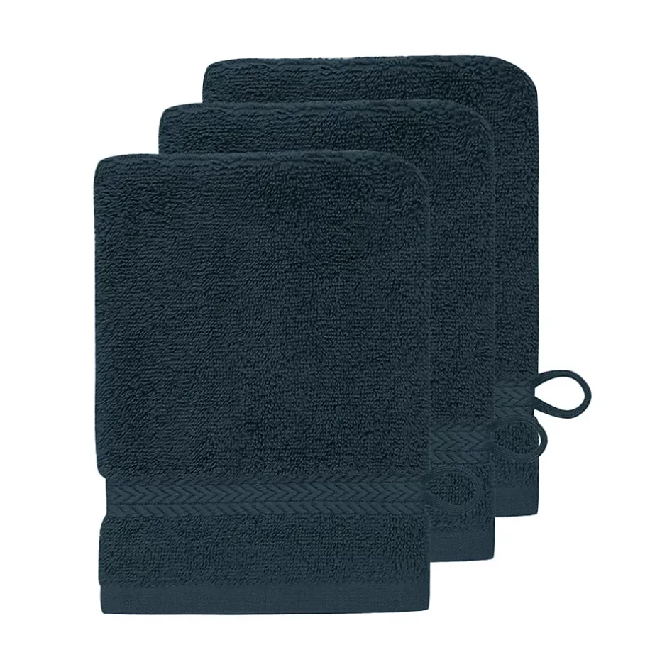 Sensei Maison Lot de 3 gants de toilette 550 g/m² Denim 16x22 cm LUXURY* Gant De Toilette