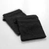 Douceur D'Intérieur Lot de 2 Gants de Toilette Uni Tendresse - 15 x 21 cm - 500gr,m² - 15X21cm - Noir