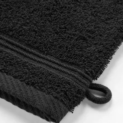 Douceur D'Intérieur Lot de 2 Gants de Toilette Uni Tendresse - 15 x 21 cm - 500gr,m² - 15X21cm - Noir
