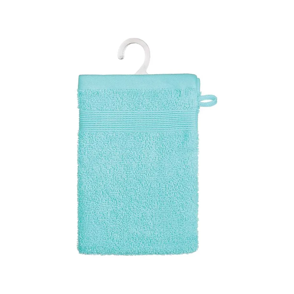 Atmosphera Créateur D'Intérieur Lot de 2 gants de toilette - coton 450 gr/m² - bleu aqua 15x21 cm - Atmosphera