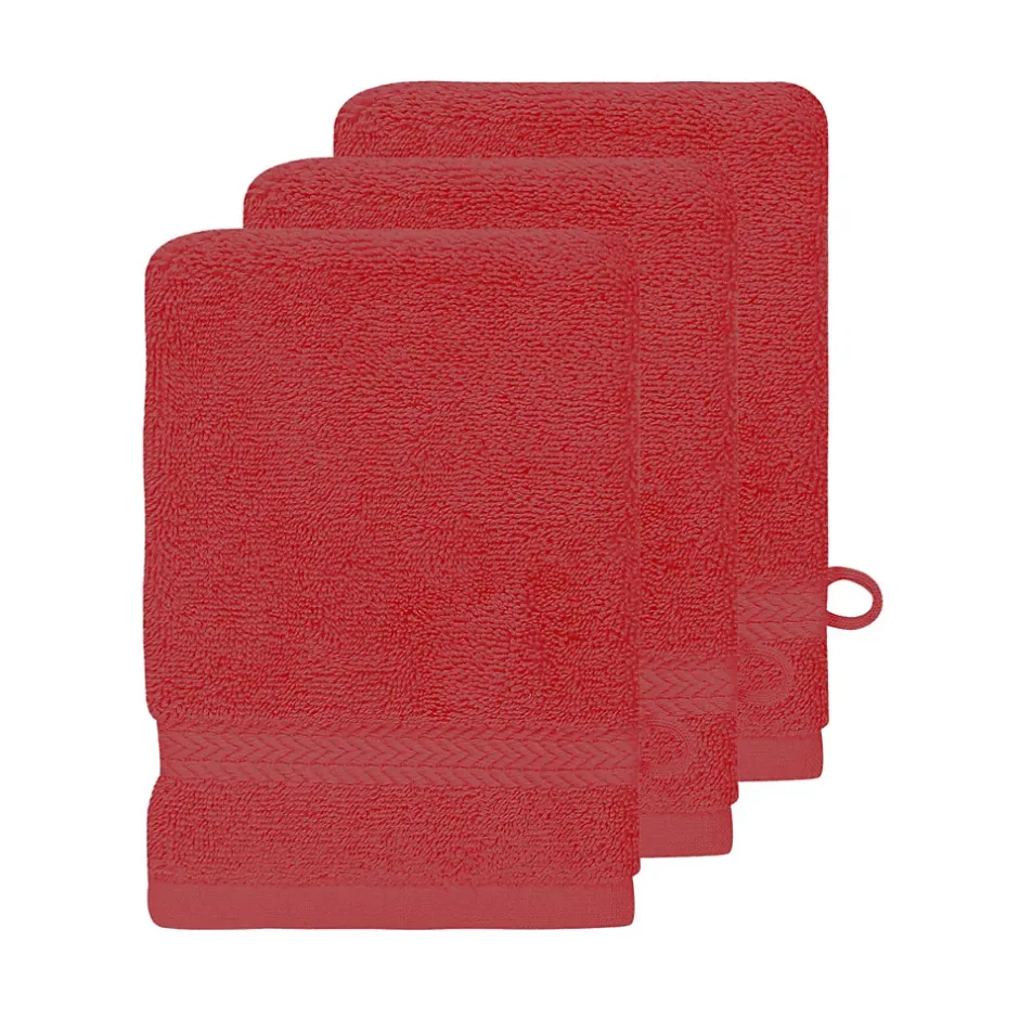 Sensei Maison Lot de 3 gants de toilette 550 g/m² Rubis 16x22 cm LUXURY* Gant De Toilette