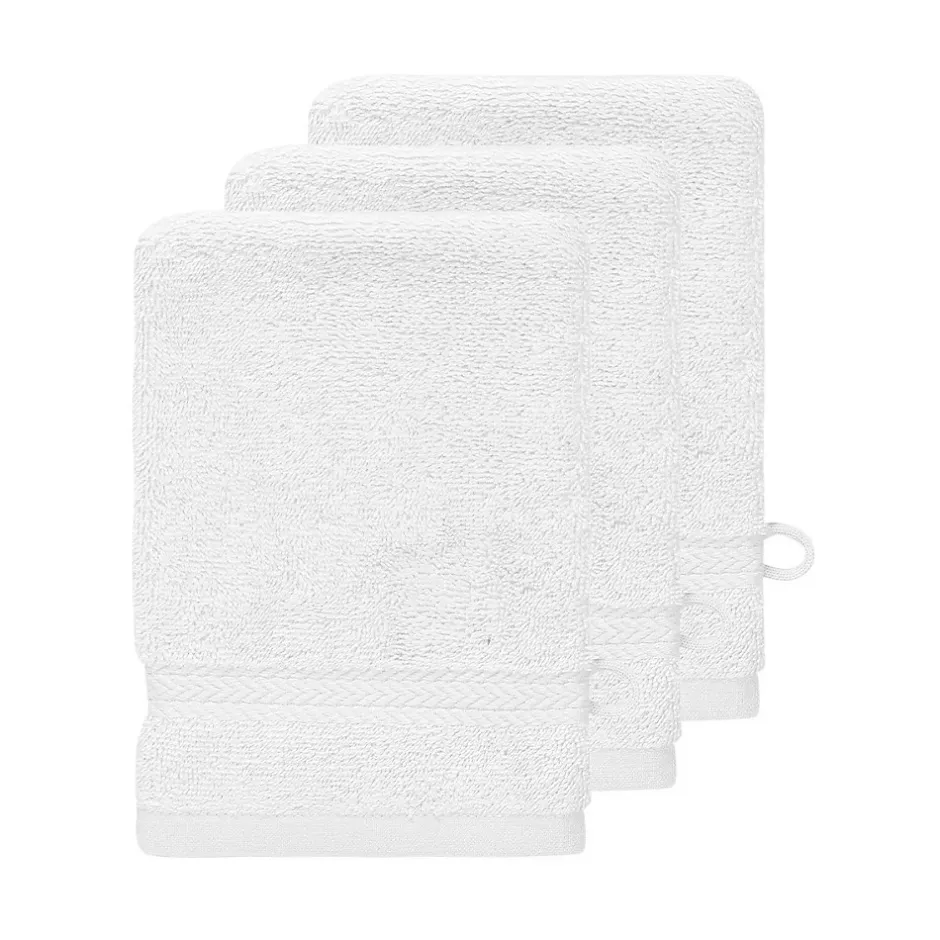 Sensei Maison Lot de 3 gants de toilette 550 g/m² Blanc 16x22 cm LUXURY