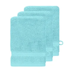 Sensei Maison Lot de 3 gants de toilette 550 g/m² Bleu Turquoise 16x22 cm LUXURY* Gant De Toilette