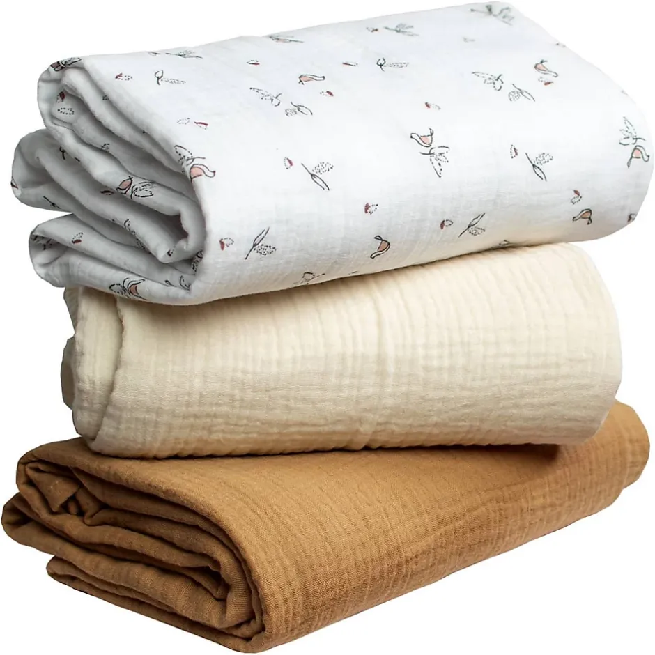 Sevira Kids Lot de 3 maxi langes melody écru et camel* Serviette De Toilette