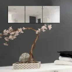 MSV Lot de 3 Miroirs carrés adhésifs 30x30x0.2cm* Miroir Simple
