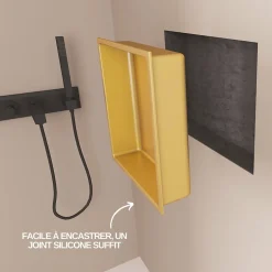 Italbox Lot de 2 Niches de Douche Or Satiné - 30x30 cm - Rangement Mural Salle de Bain - NOOK* Niche De Salle De Bains