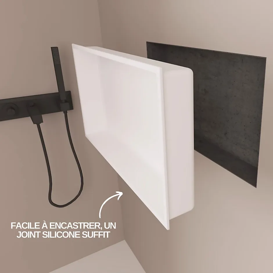 Italbox Lot de 2 Niches de Douche Blanc Satiné - 30x30 cm et 30x60 cm - Rangement Mural Salle de Bain - NOOK* Niche De Salle De Bains