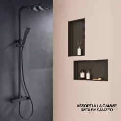 Italbox Lot de 2 Niches de Douche Noir Satiné - 30x30 cm - Rangement Mural Salle de Bain - NOOK