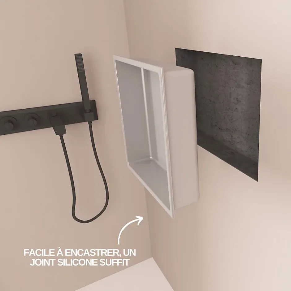 Italbox Lot de 2 Niches de Douche Gris Satiné - 30x30 cm - Rangement Mural Salle de Bain - NOOK