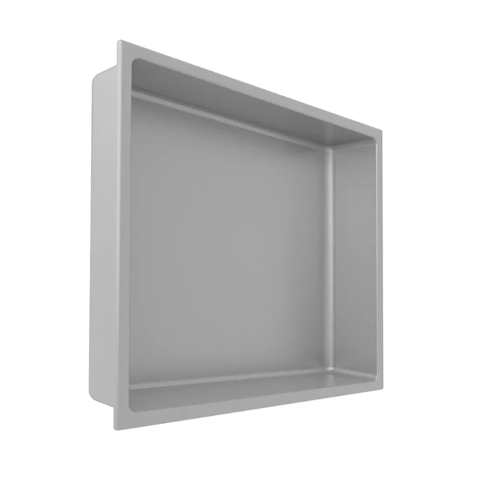 Italbox Lot de 2 Niches de Douche Gris Satiné - 30x30 cm - Rangement Mural Salle de Bain - NOOK