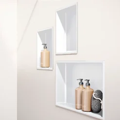 Italbox Lot de 2 Niches de Douche Blanc Satiné - 30x30 cm - Rangement Mural Salle de Bain - NOOK