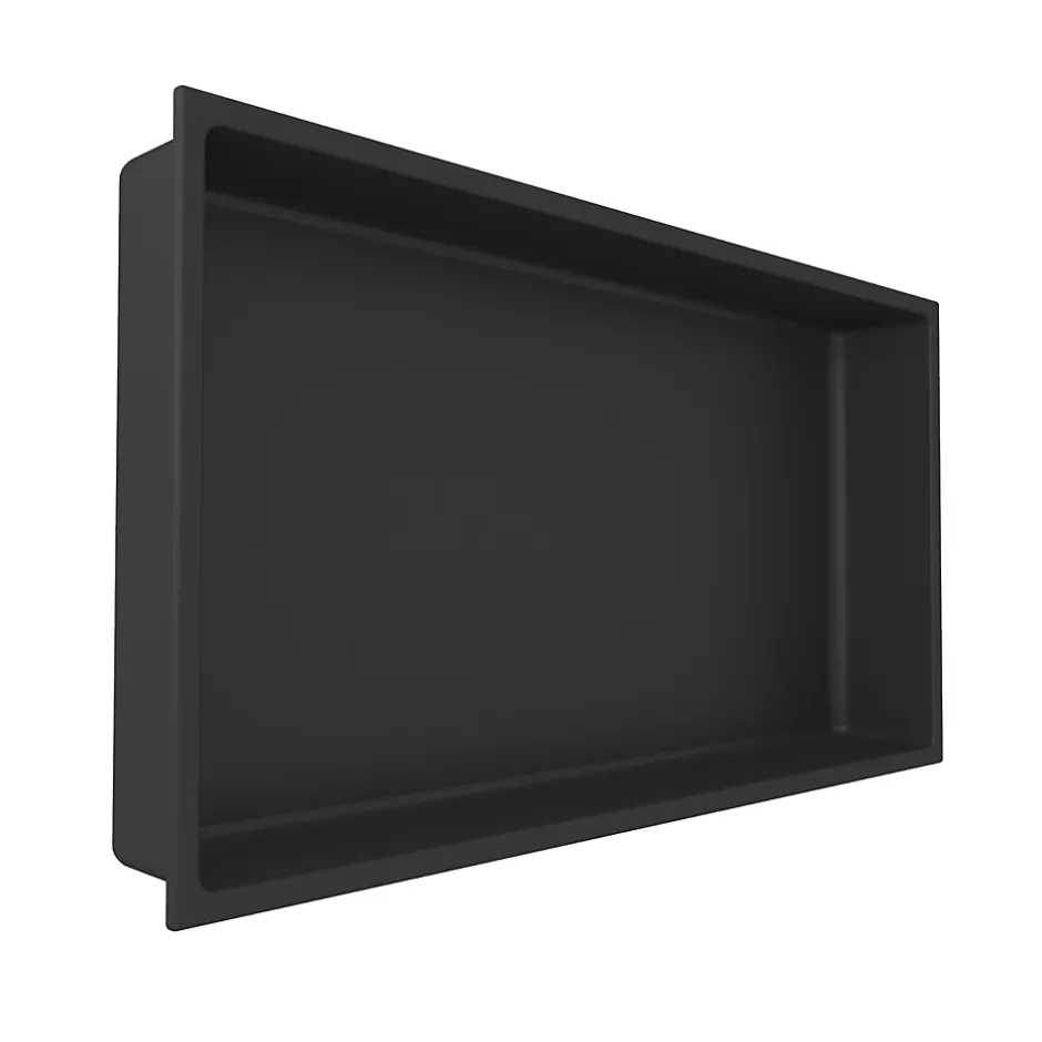 Italbox Lot de 2 Niches de Douche Noir Satiné - 30x60 cm - Rangement Mural Salle de Bain - NOOK