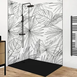 99Deco Lot de 2 panneaux de douche en aluminium (90x220 & 120x220 cm) + profilés noir - Lamnar - Noir* Panneau Mural De Salle De Bains