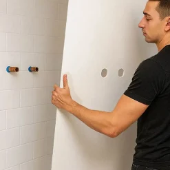 99Deco Lot de 2 panneaux de douche en PVC (90x220 & 120x220 cm) + profilés blanc - Essentiel - Blanc* Panneau Mural De Salle De Bains