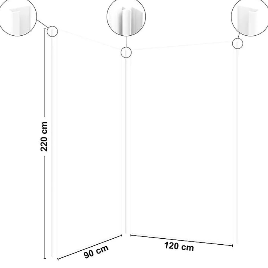 99Deco Lot de 2 panneaux de douche en PVC (90x220 & 120x220 cm) + profilés blanc - Essentiel - Blanc* Panneau Mural De Salle De Bains
