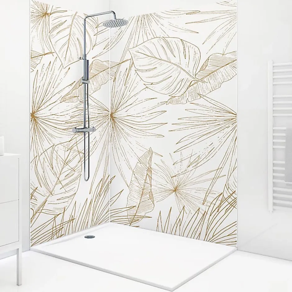99Deco Lot de 2 panneaux de douche en aluminium (90x220 & 120x220 cm) + profilés blanc - Lamnar Kola* Panneau Mural De Salle De Bains