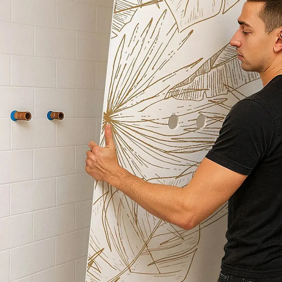 99Deco Lot de 2 panneaux de douche en aluminium (90x220 & 120x220 cm) + profilés blanc - Lamnar Kola* Panneau Mural De Salle De Bains