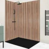 99Deco Lot de 2 panneaux de douche en aluminium (90x220 & 120x220 cm) + profilés noir - effet bois - Japandi - Marron et noir* Panneau Mural De Salle De Bains